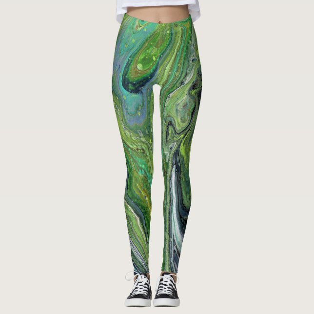 Leggings Obsession 3 Légendes Abstraites vert sauvage (Devant)