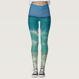 Leggings Océan Vagues Mer Côté Aqua Plage Nautique Mer