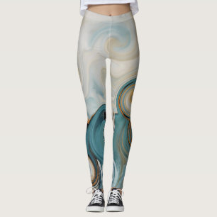 Leggings Ocean Waves Beach Turquoise Blue Abstrait 74