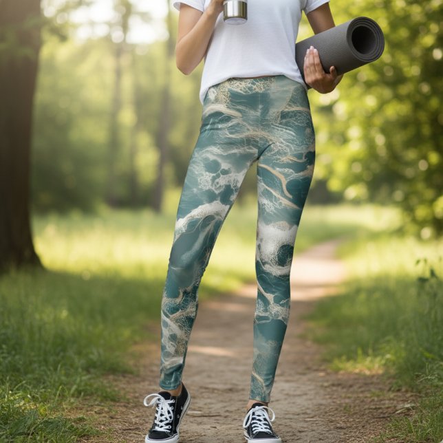 Leggings Ocean Waves Marble (Créateur téléchargé)