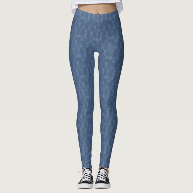 Leggings Octagon bleu foncé géométrique (Devant)