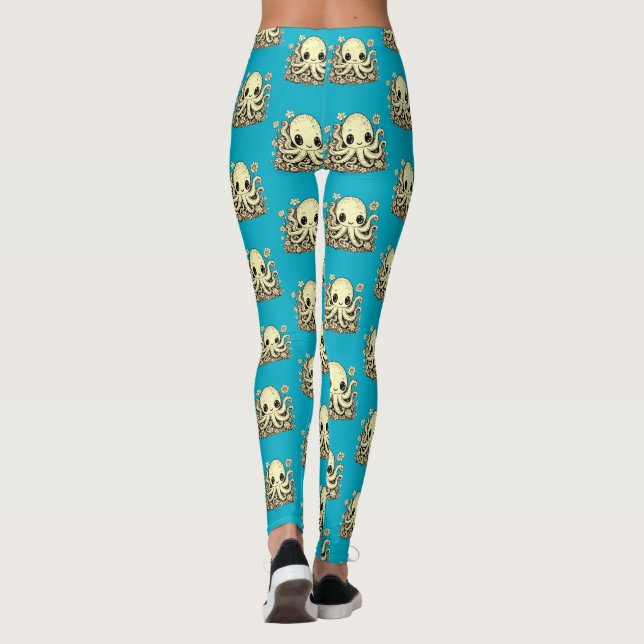 Leggings Octopus dans les fleurs Cute Animal design (Dos)