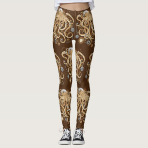 Leggings Octopus Steampunk Surreal Retro Style Machine