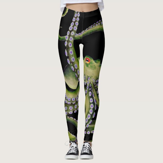 Leggings Octopus vert noir (Devant)