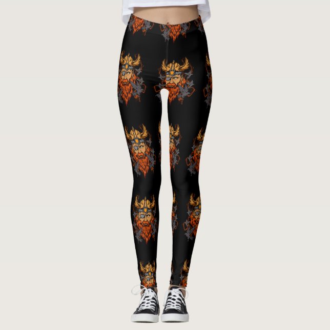 Leggings Odin Norse Mythologie Viking God & Ravens (Devant)