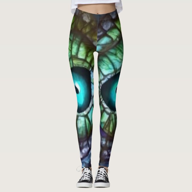 Leggings Oeil bleu vert Abstrait (Devant)