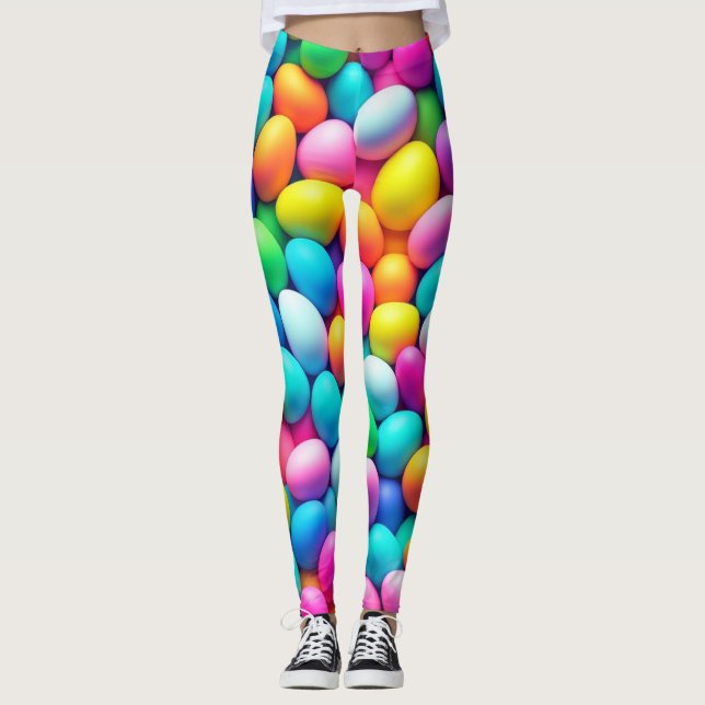 Leggings Oeuf de Pâques aux couleurs vives/Printemps (Devant)
