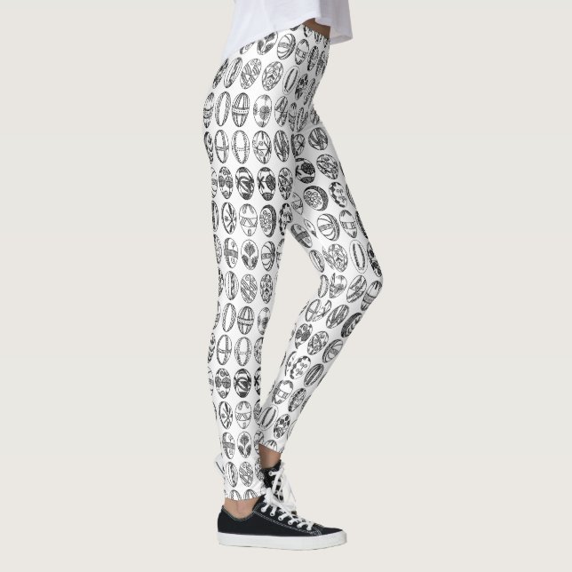 Leggings Oeufs de Pâques fantaisie Motif noir blanc (Droite)