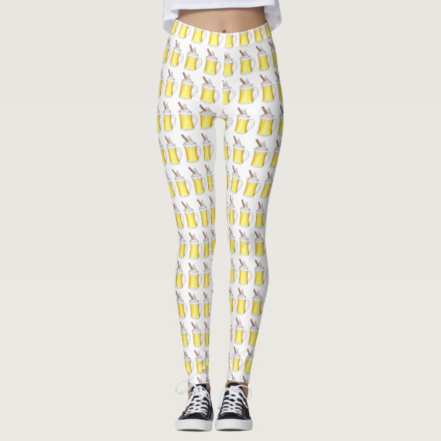 Leggings Oeufs De Vacances Nog Eggnog Boissons De Noël Cock (Devant)