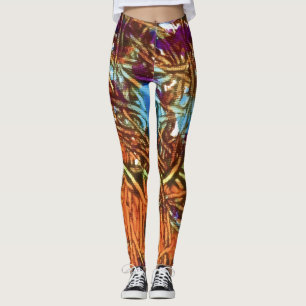 Leggings Œuvre d'art en marbre orange, vert, bleu, violet
