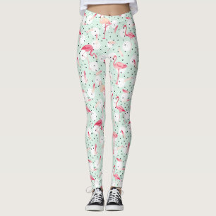 Leggings Oiseau de Flamant rose avec des plumes