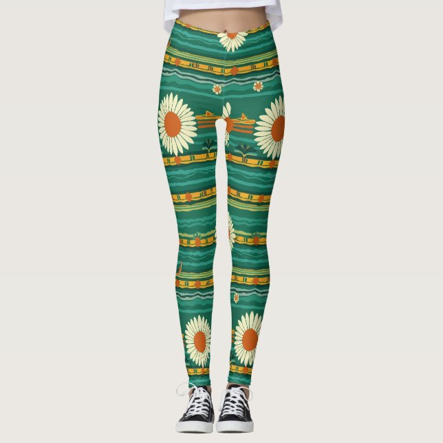 Leggings Oiseau ferroviaire d'Okinawa Motif sans couture (Devant)