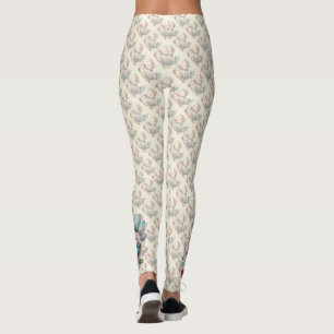 Leggings Oiseau folklorique floral au charme Pastel Boho