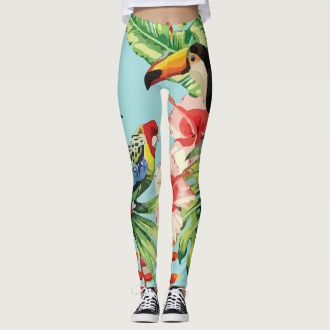 Leggings Oiseau tropical Toucan Multicolor Parrot (Devant)