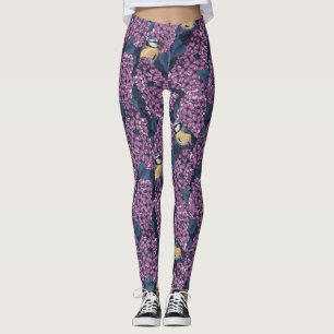 Leggings Oiseaux dans le jardin violet lilas