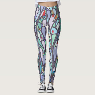 Leggings oiseaux dans le vitrail