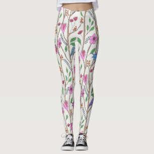 Leggings Oiseaux et fleurs Whimsical élégants