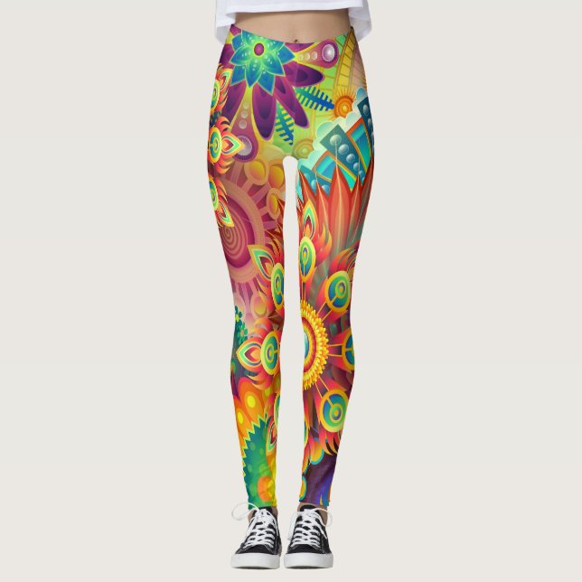 Leggings | Öko Fitness Farbig Abstrakt (Vorderseite)
