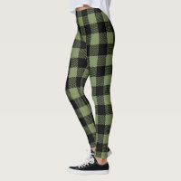 Olive Green Black Buffalo Check Plaid Motif