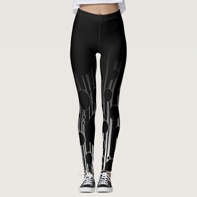 Leggings Ombre avec les cercles et les rayures noirs et (Devant)