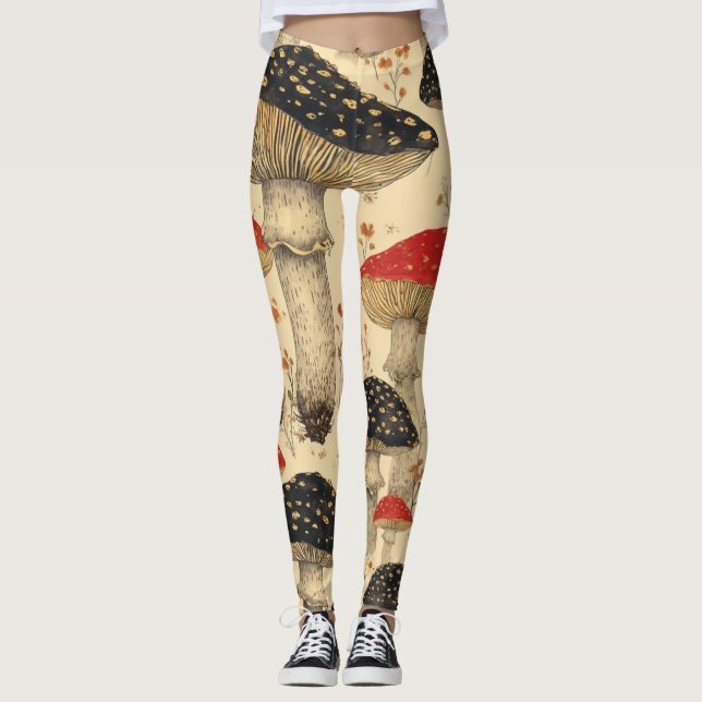 Leggings Ombre de champignons Casquettes à écarlate - Légum (Devant)