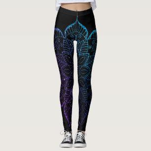Leggings Ombre Faux Parties scintillant violet et Turquoise