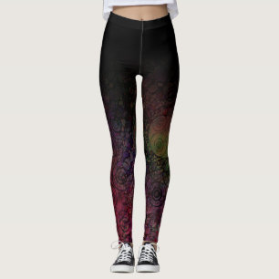 Leggings Ombre noir avec l'art abstrait sale de cercle