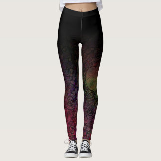 Leggings Ombre noir avec l'art abstrait sale de cercle