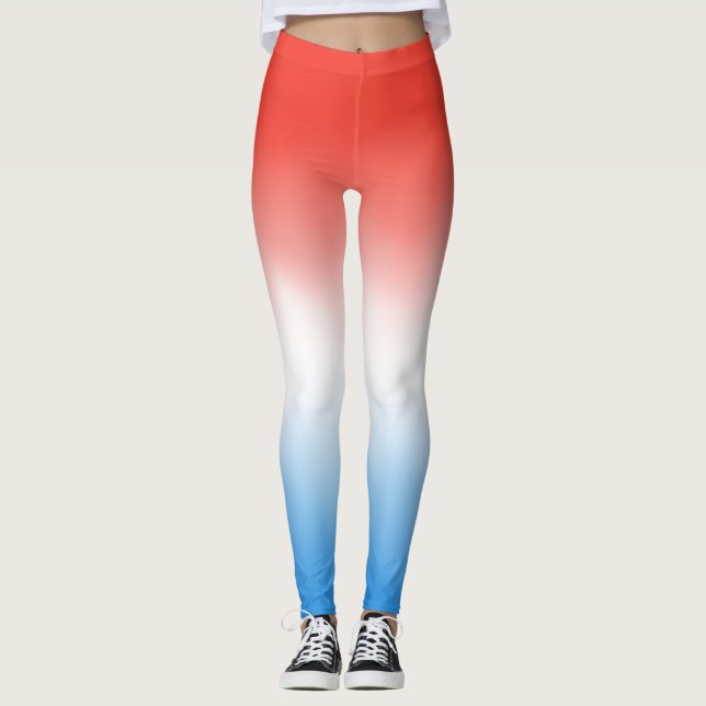 Leggings Ombre patriotique rouge, blanc et bleu (Devant)