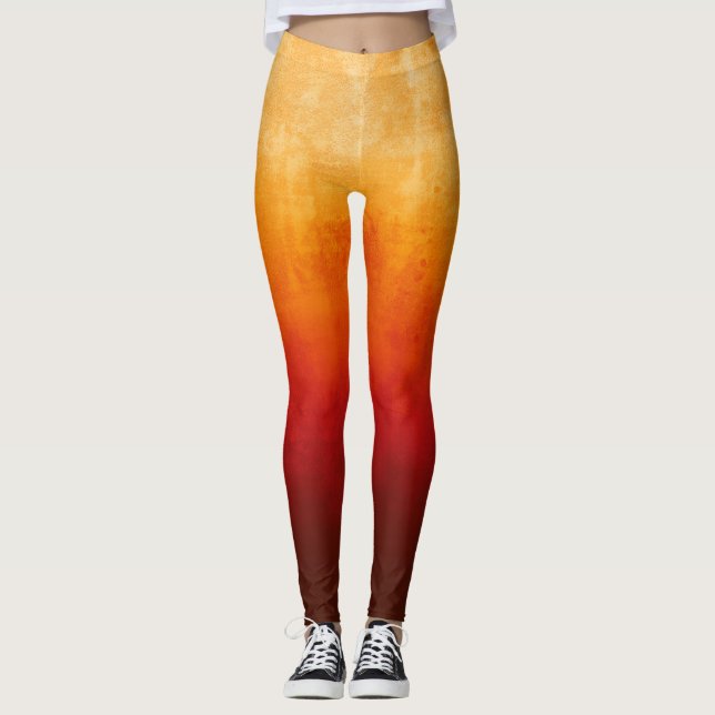 Leggings Ombre rustique rouge jaune (Devant)