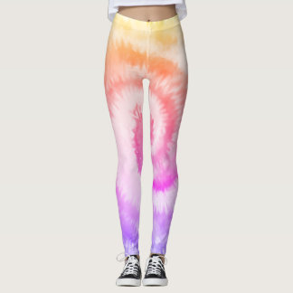 Leggings Ombre Tie Dye arc-en-ciel tourbillon rose jaune