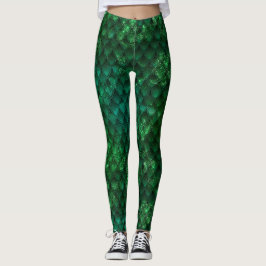 Leggings Ombre vert foncé et écharpes dragon