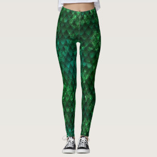 Leggings Ombre vert foncé et écharpes dragon