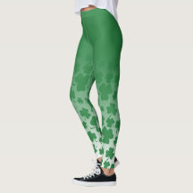 Ombre verte et Motif Shamrock vert sur blanc