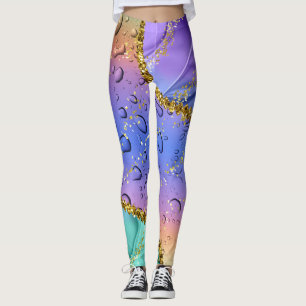 Leggings Ombre violet, bleu d'Aqua et vert émeraude