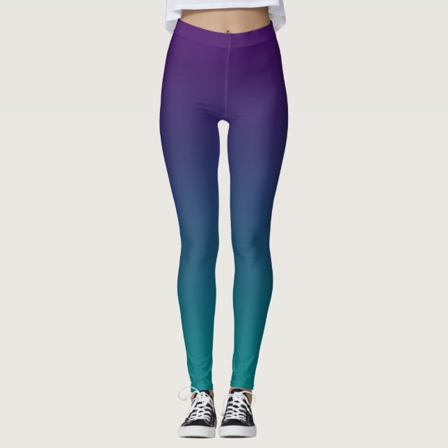 Leggings Ombre violet et Turquoise (Devant)