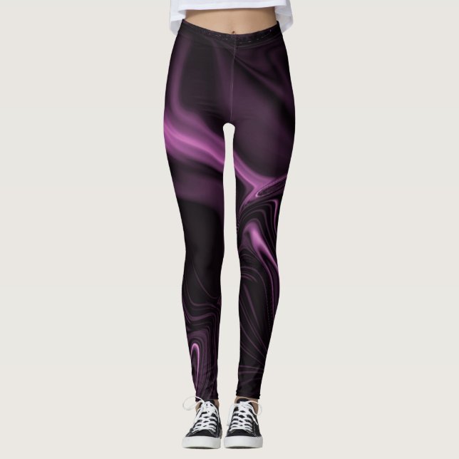 Leggings Ondulations ou fumée rose opaque sur rose foncé (Devant)