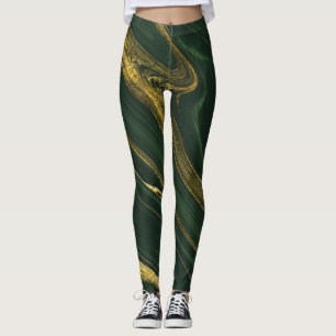Leggings Onyx Vert Luxueux : Marbre D'Or.