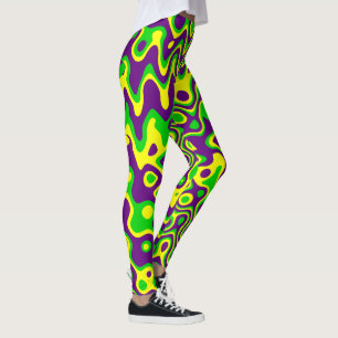 Leggings [Op-Art de mardi gras] jaune vert pourpre