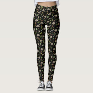 Leggings Opossums dans un champ de baies en noir