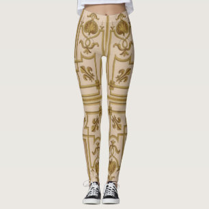 Leggings opulente empreinte d'or baroque