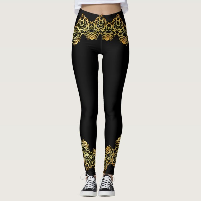 Leggings Or et or Rose Abstrait Design prismatique (Devant)