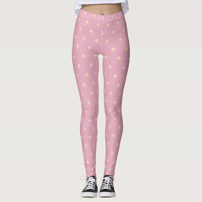 Leggings Or Fleur de Lis Rose (Devant)