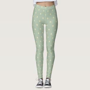 Leggings Or Fleur de Lis Sage