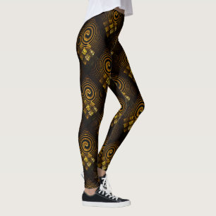 Leggings Or Moderne Bohème Élégant Motif d'Art Abstrait #50