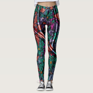 Leggings Orange #2 floral pourpre en bon état