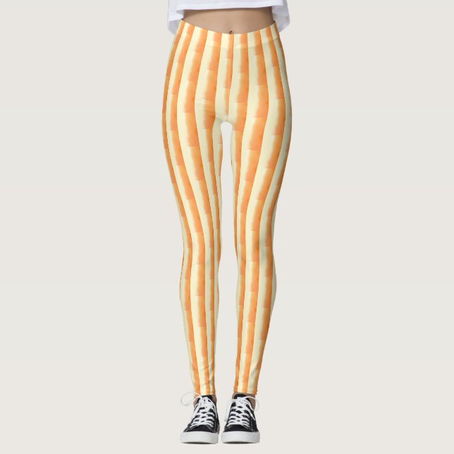 Leggings Orange Brown Brush Stroke Vertical Stripes (Devant)