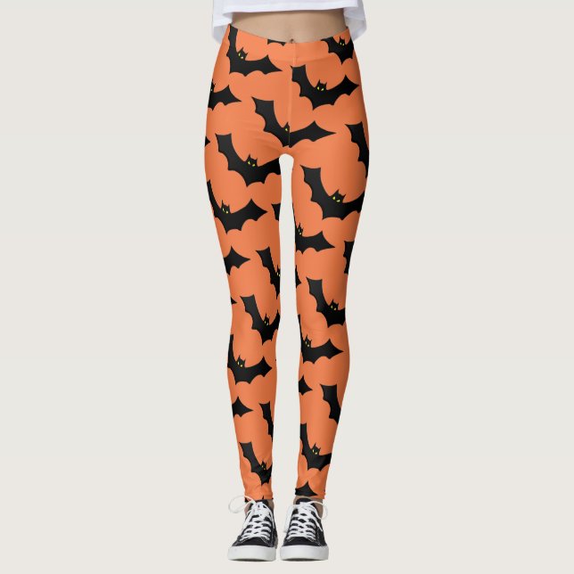 Leggings Orange éffrayante effrayante de noir de motif de (Devant)