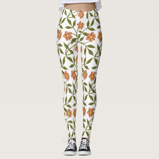 LEGGINGS ORANGE FLEURS (Devant)