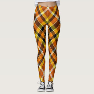Leggings Orange, Jaune & Noir Carreaux Halloween